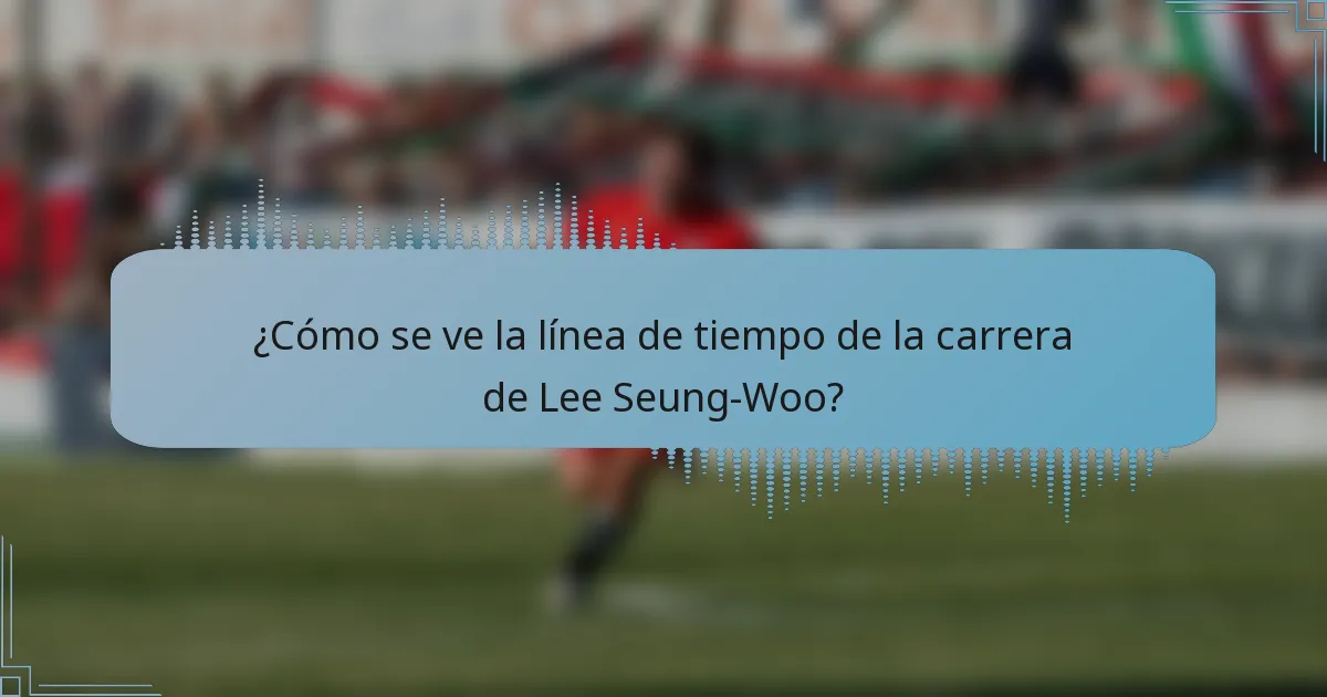 ¿Cómo se ve la línea de tiempo de la carrera de Lee Seung-Woo?