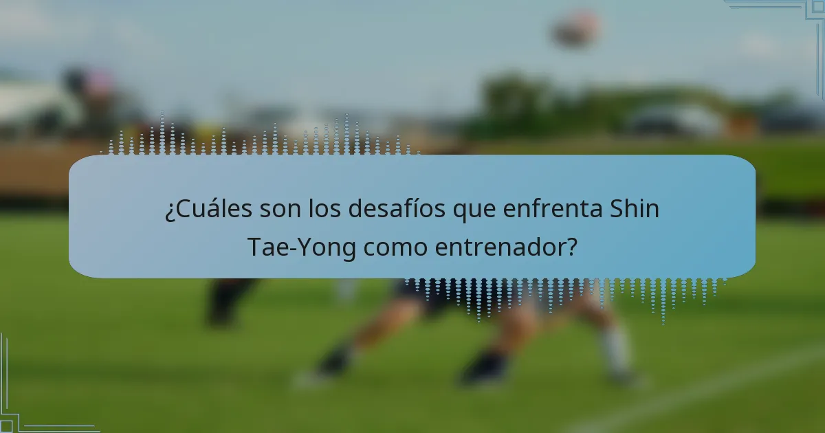 ¿Cuáles son los desafíos que enfrenta Shin Tae-Yong como entrenador?